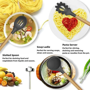 12 Piece Silicone Cooking Utensils Set - Heat Resistant, Non Stick Kitchen Tools