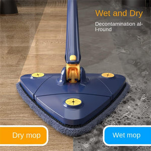 360° Rotating Adjustable Triangle Mop with Self Wringing Handle - Microfiber Floor Cleaning Mop