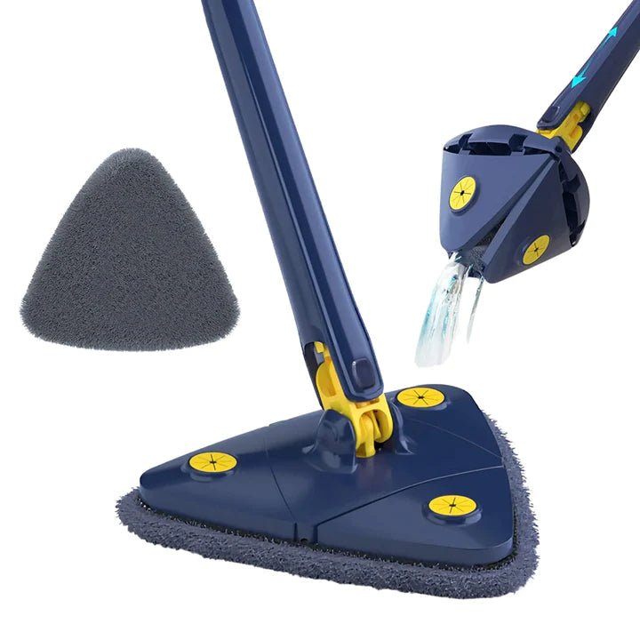 360° Rotating Adjustable Triangle Mop with Self Wringing Handle - Microfiber Floor Cleaning Mop