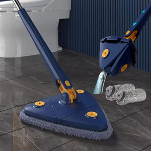 360° Rotating Adjustable Triangle Mop with Self Wringing Handle - Microfiber Floor Cleaning Mop