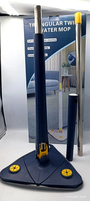 360° Rotating Adjustable Triangle Mop with Self Wringing Handle - Microfiber Floor Cleaning Mop