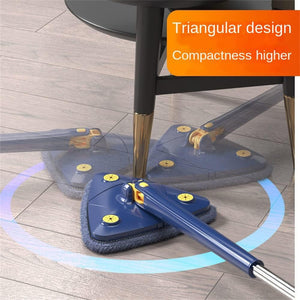 360° Rotating Adjustable Triangle Mop with Self Wringing Handle - Microfiber Floor Cleaning Mop