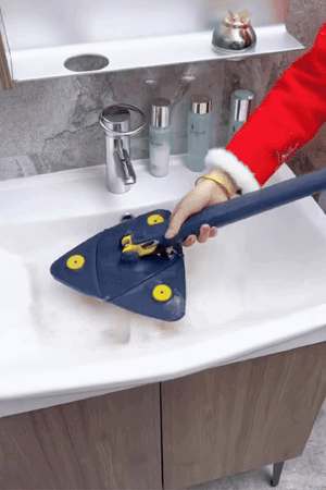 360° Rotating Adjustable Triangle Mop with Self Wringing Handle - Microfiber Floor Cleaning Mop