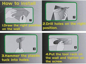 Wall Mounted Mop & Broom Holder Organizer with Hooks - Heavy Duty Storage Rack for Home, Kitchen & Garage