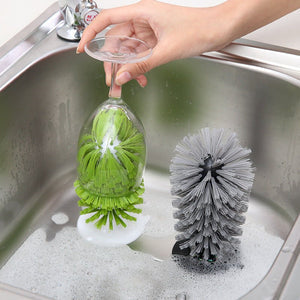 Multi Functional Suction Cup Bottle & Cup Cleaning Brush - Kitchen Sink Glass Washer UAE